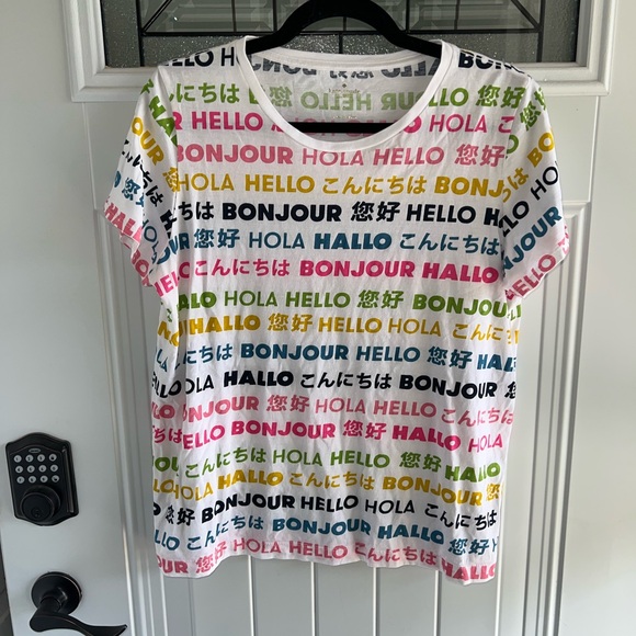 kate spade Tops - Kate Spade Multicolor Hello Print Tee